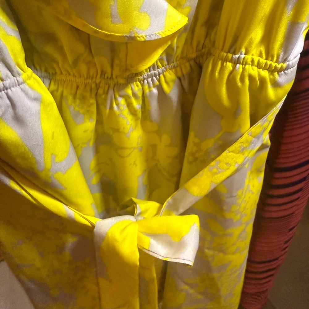 Express Yellow Ruffled Tie Front Sundress - Picture 4 of 5